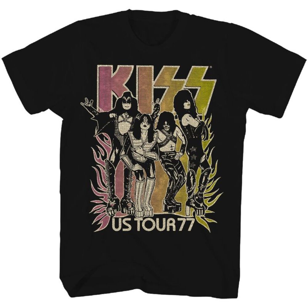 Kiss - Kiss - US Tour '77 Gradient T-Shirt -  Large Black 38101101A3  APPAREL